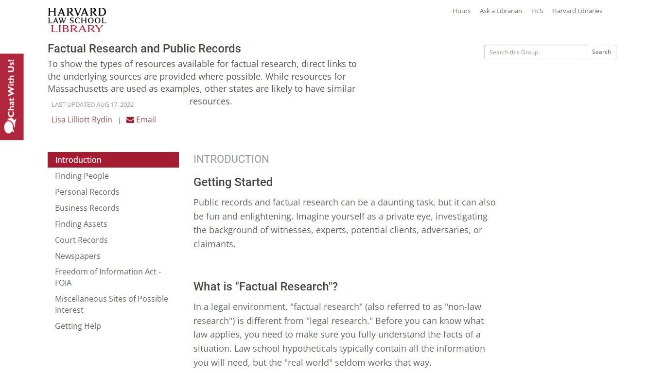 Factual Research and Public Records - Harvard Library
